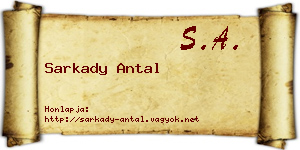 Sarkady Antal névjegykártya